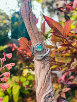 Flower Ring-Sterling Silver-Crystal Jewelry-Polished-Green-Handmade-Adjustable-Ring-LeightWorks-David Leight-San Diego