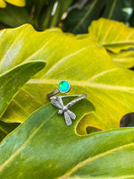  Dragonfly Ring-Nature-Handmade-Sterling Silver-Green-Polished-Leightworks-Crystal Jewelry-David Leight-Made in San Diego