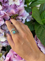 Flower Ring-Sterling Silver-Crystal Jewelry-Polished-Blue-Handmade-Adjustable-Ring-LeightWorks-David Leight-San Diego
