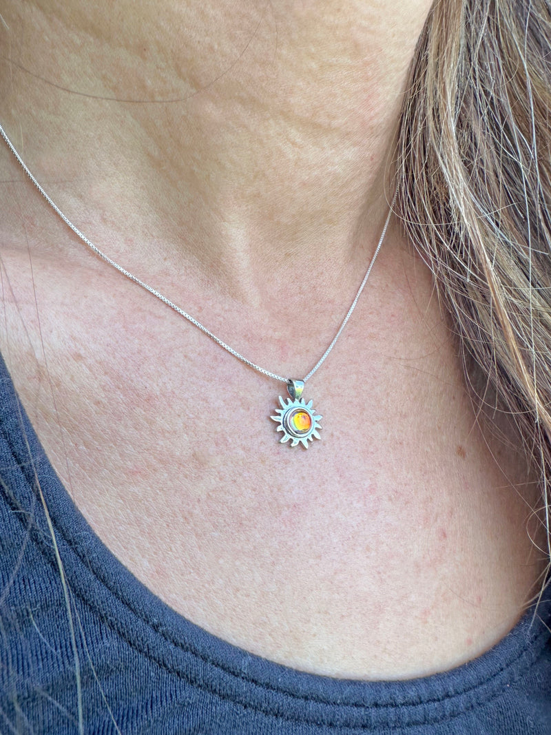 Sterling Silver Crystal Sun Pendant by LeightWorks, San Diego