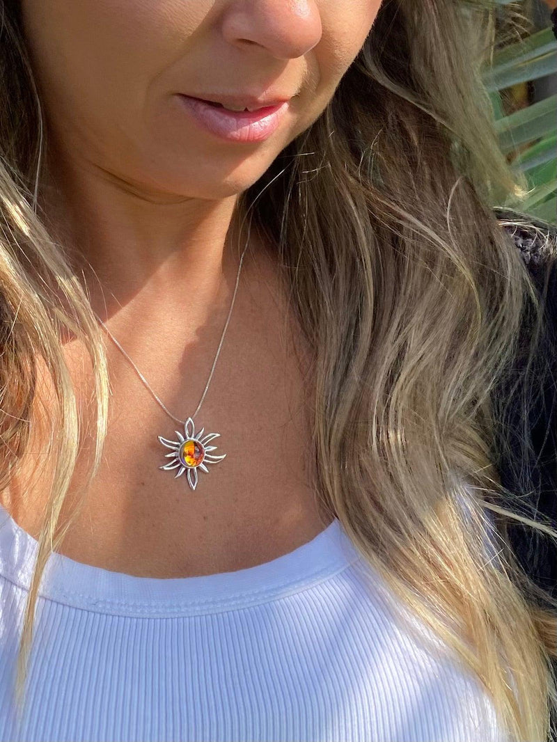 Sterling Silver Crystal Sun Pendant - LeightWorks