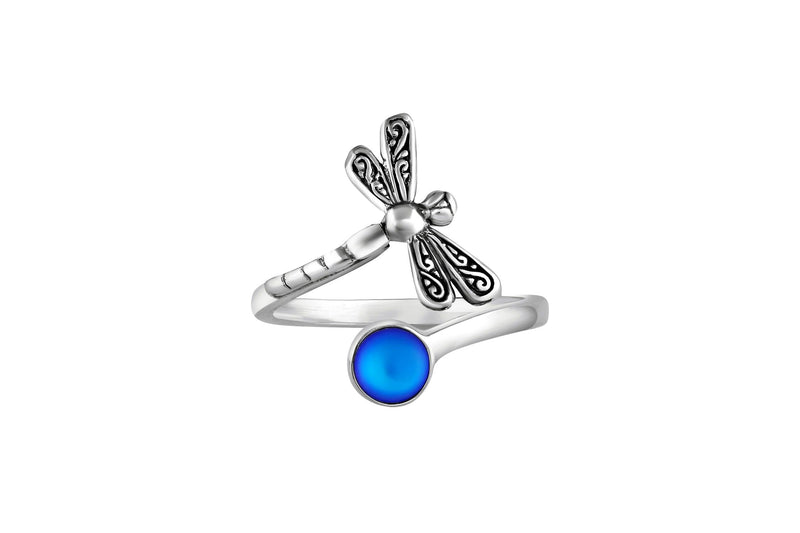 Dragonfly Ring-Nature-Handmade-Sterling Silver-Blue-Frosted-Leightworks-Crystal Jewelry-David Leight-Made in San Diego