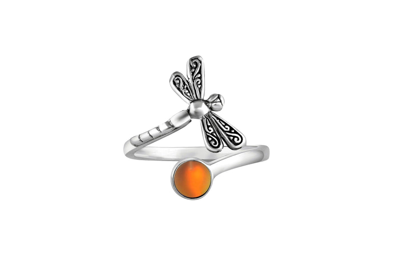 Dragonfly Ring-Nature-Handmade-Sterling Silver-Fire-Frosted-Leightworks-Crystal Jewelry-David Leight-Made in San Diego