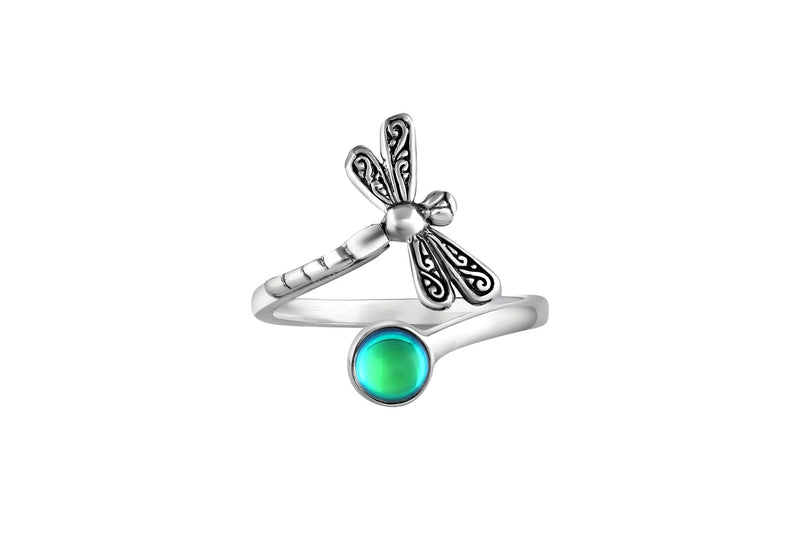 Dragonfly Ring-Nature-Handmade-Sterling Silver-Green-Polished-Leightworks-Crystal Jewelry-David Leight-Made in San Diego