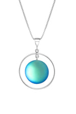 Handmade-Sterling Silver-Crystal Jewelry-Circle Pendant-Circle with Loop-Loop Pendant-Crystal Necklace-Crystal Pendant-Frosted Crystal-Aqua-Crystal-LeightWorks-San Diego-David Leight