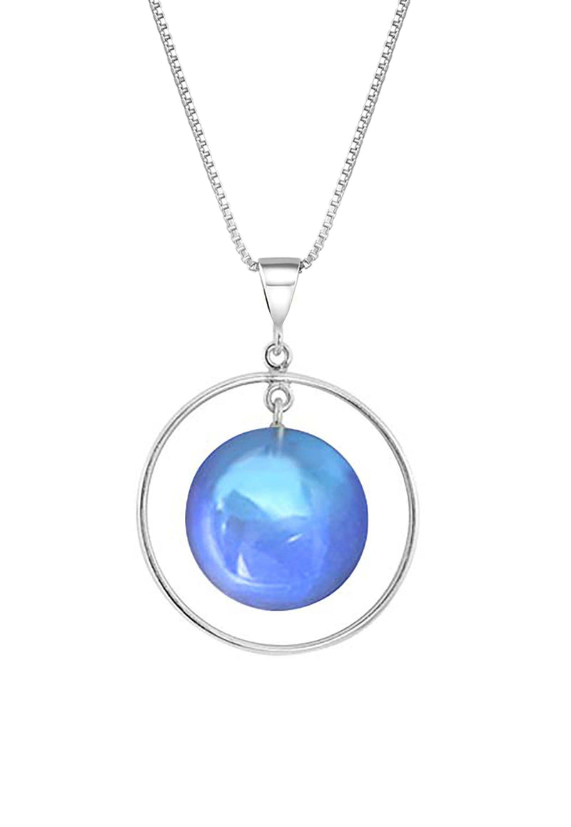 Handmade-Sterling Silver-Crystal Jewelry-Circle Pendant-Circle with Loop-Loop Pendant-Crystal Necklace-Crystal Pendant-Polished Crystal-Blue-Crystal-LeightWorks-San Diego-David Leight
