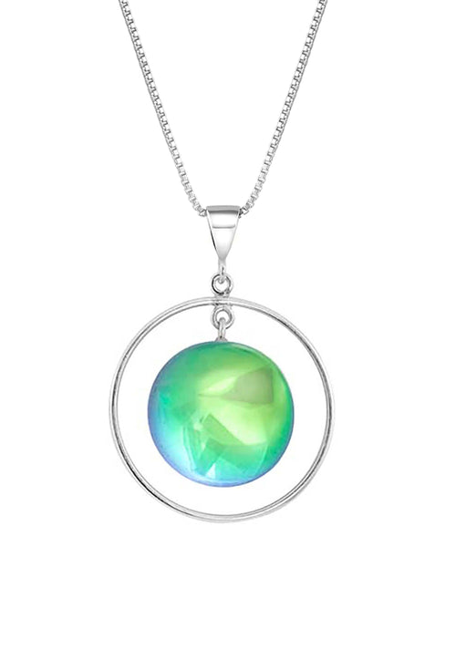 Handmade-Sterling Silver-Crystal Jewelry-Circle Pendant-Circle with Loop-Loop Pendant-Crystal Necklace-Crystal Pendant-Polished Crystal-Green-Crystal-LeightWorks-San Diego-David Leight