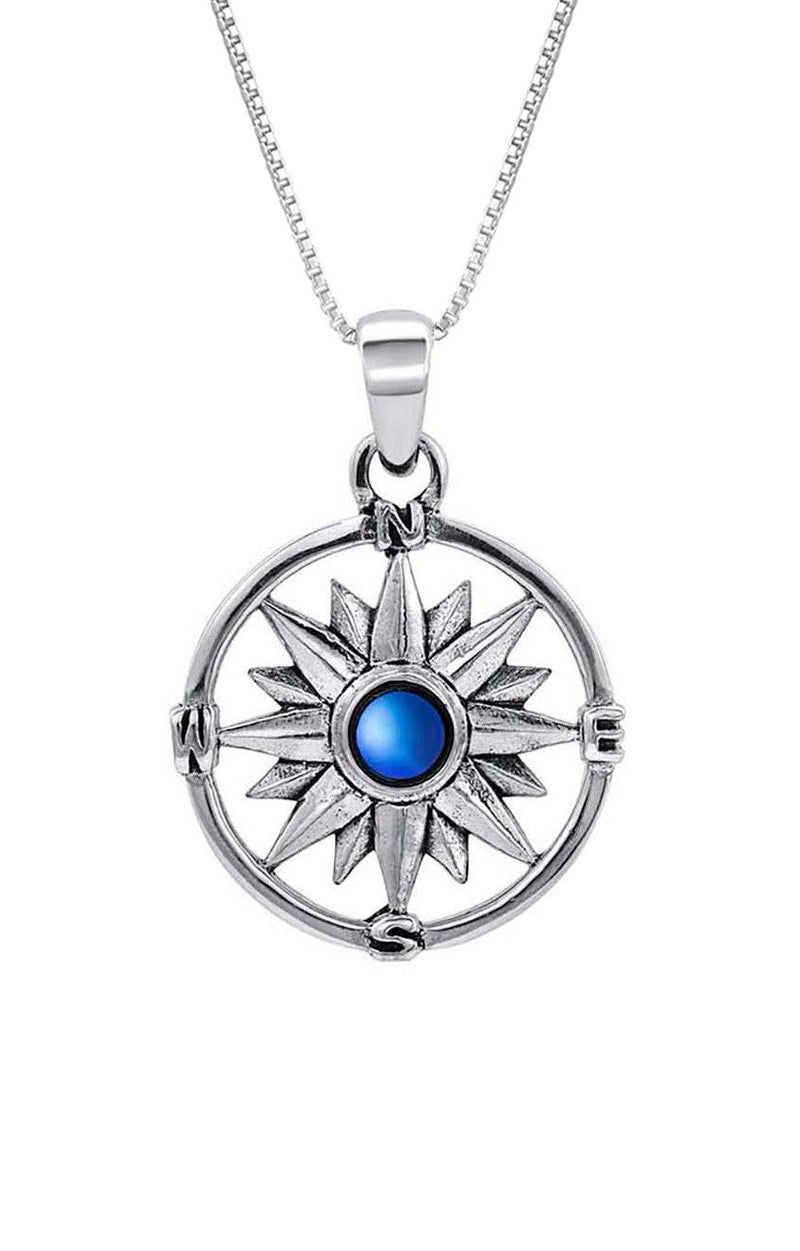 Handmade-Crystal Jewelry-Atlas Pendant-Compass Pendant-Necklace-Frosted Blue-Blue Crystal-Sterling Silver-LeightWorks-San Diego-California-Souvenirs-David Leight
