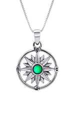 Handmade-Crystal Jewelry-Atlas Pendant-Compass Pendant-Necklace-Frosted Green-Green Crystal-Sterling Silver-LeightWorks-San Diego-California-Souvenirs-David Leight