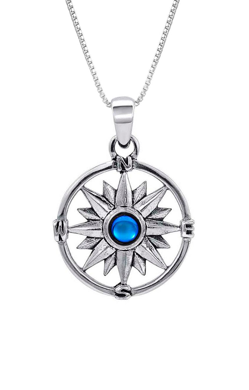 Handmade-Crystal Jewelry-Atlas Pendant-Compass Pendant-Necklace-Polished Blue-Blue Crystal-Sterling Silver-LeightWorks-San Diego-California-Souvenirs-David Leight