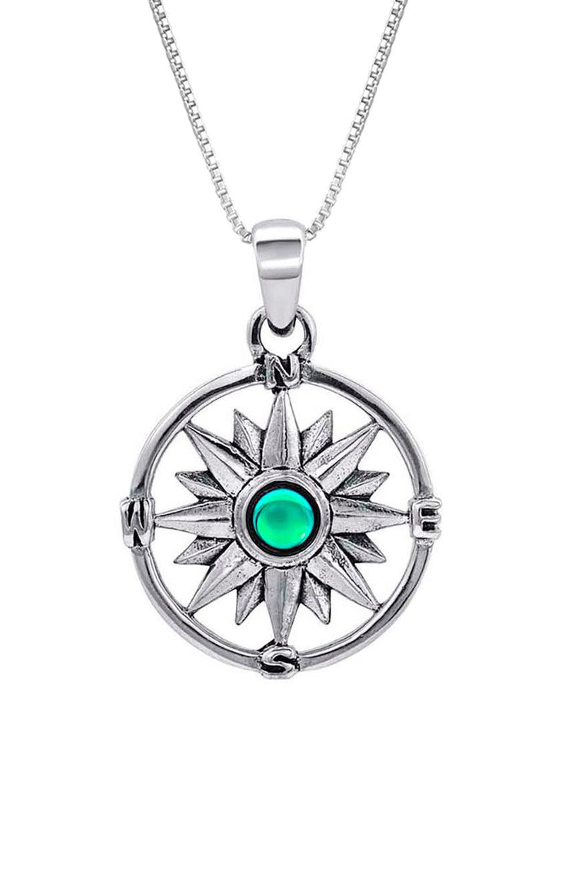 Handmade-Crystal Jewelry-Atlas Pendant-Compass Pendant-Necklace-Polished Green-Green Crystal-Sterling Silver-LeightWorks-San Diego-California-Souvenirs-David Leight