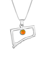 Handmade-Sterling Silver-Crystal Jewelry-Connecticut Pendant-State Pendant-USA-Polished Fire-Glowing Crystal-LeightWorks-San Diego-David Leight