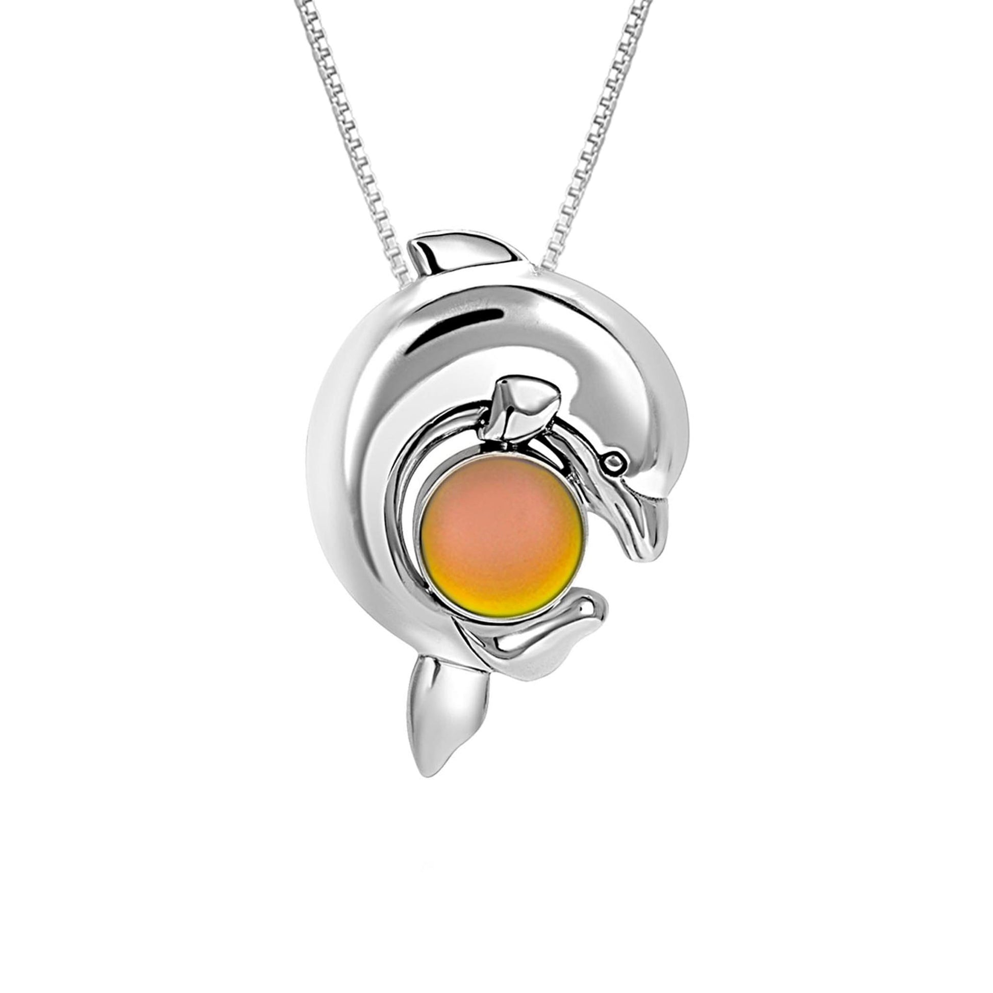 Handmade-Sterling Silver-Crystal Jewelry-Dolphin-Dolphin Pendant-Crystal-Necklace-Sea Life-Frosted Fire Crystal-LeightWorks-San Diego-David Leight