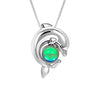 Handmade-Sterling Silver-Crystal Jewelry-Dolphin-Dolphin Pendant-Crystal-Necklace-Sea Life-Polished Green Crystal-LeightWorks-San Diego-David Leight