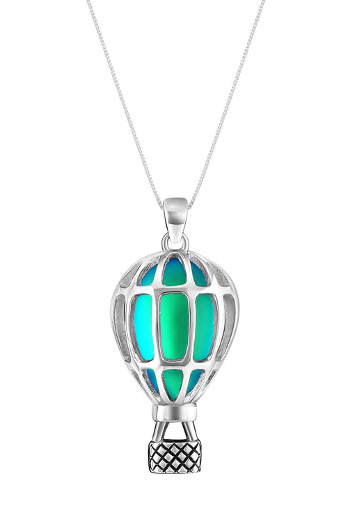 Handmade-Sterling Silver-Balloon Pendant-Hot Air Balloon-Hotair Balloon Necklace-Charm-Frosted-Green-LeightWorks-Crystal Jewelry-David Leight-San Diego