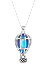 Handmade-Sterling Silver-Balloon Pendant-Hot Air Balloon-Hotair Balloon Necklace-Charm-Polished-Blue-LeightWorks-Crystal Jewelry-David Leight-San Diego