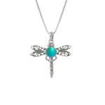 Handmade-Sterling Silver-Crystal Jewelry-Nature-Dragonfly Pendant-Frosted Crystal-Aqua Crystal-LeightWorks-San Diego-David Leight