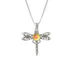 Handmade-Sterling Silver-Crystal Jewelry-Nature-Dragonfly Pendant-Polished Crystal-Fire Crystal-LeightWorks-San Diego-David Leight