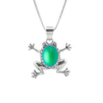 Handmade-Sterling Silver-Frog Pendant-Necklace Charm-Green-Frosted-Leightworks-Crystal Jewelry-David Leight