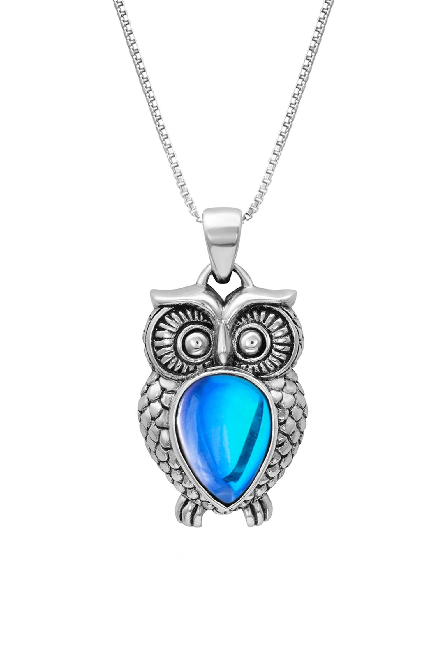 Sterling Silver Owl Pendant with Crystal Stone by LeightWorks