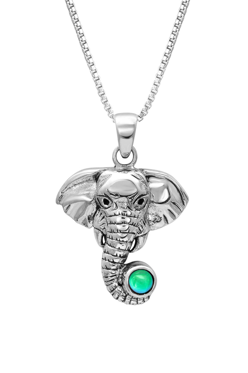 Pendant silver elephant trunk down pure silver elephant pendant