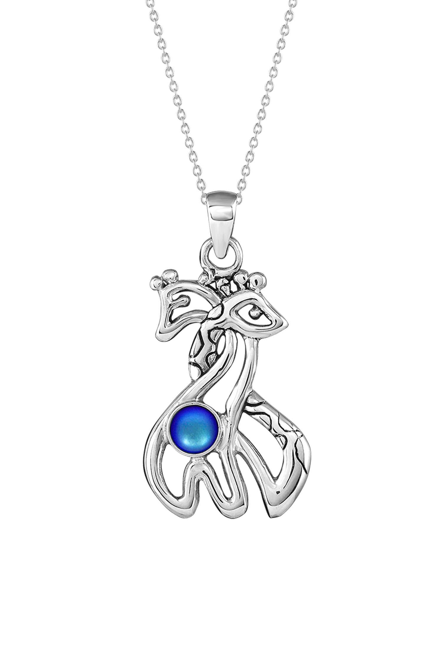  Giraffe-Pendant-Sterling Silver-Crystal Jewelry-Handmade-Necklace-Charm-Frosted-Blue-LeightWorks-David Leight-San Diego