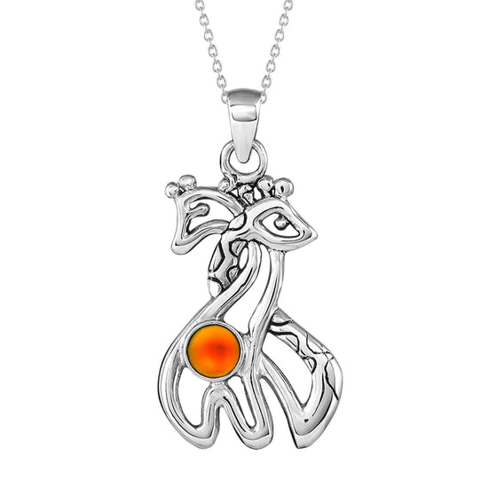  Giraffe-Pendant-Sterling Silver-Crystal Jewelry-Handmade-Necklace-Charm-Frosted-Fire-LeightWorks-David Leight-San Diego