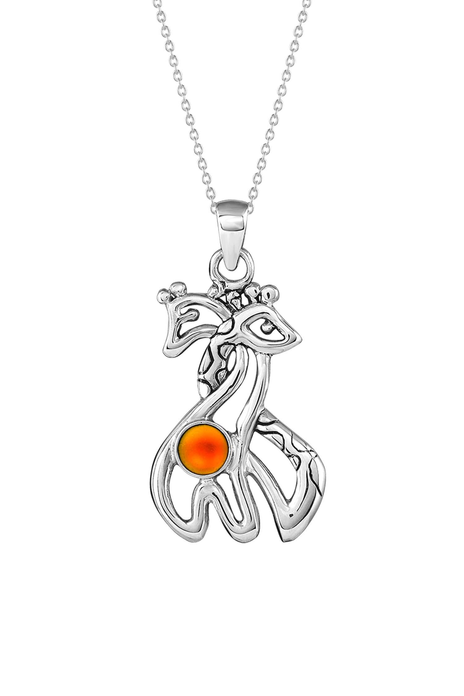  Giraffe-Pendant-Sterling Silver-Crystal Jewelry-Handmade-Necklace-Charm-Frosted-Fire-LeightWorks-David Leight-San Diego