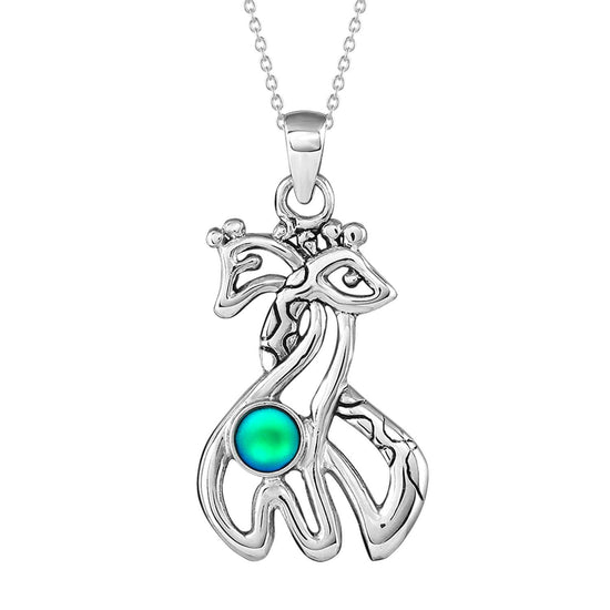  Giraffe-Pendant-Sterling Silver-Crystal Jewelry-Handmade-Necklace-Charm-Frosted-Green-LeightWorks-David Leight-San Diego