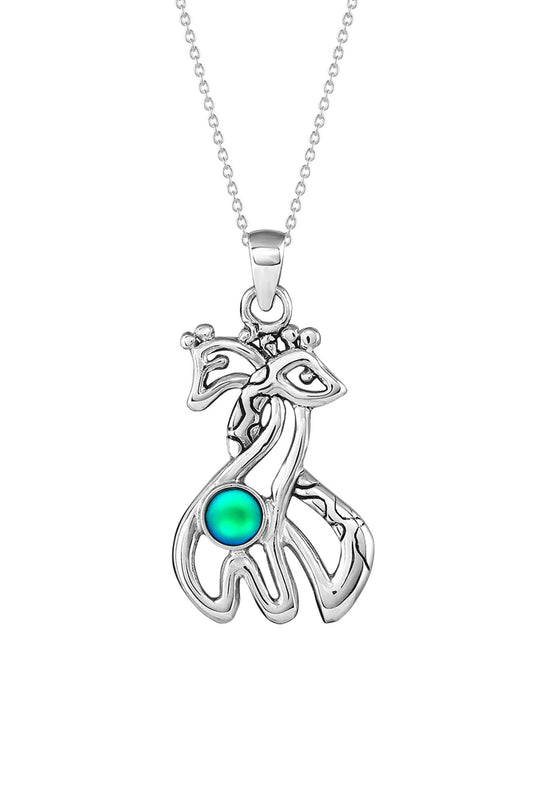  Giraffe-Pendant-Sterling Silver-Crystal Jewelry-Handmade-Necklace-Charm-Frosted-Green-LeightWorks-David Leight-San Diego