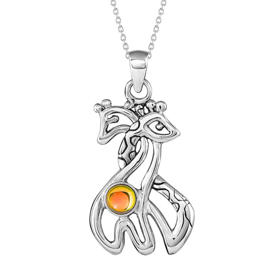  Giraffe-Pendant-Sterling Silver-Crystal Jewelry-Handmade-Necklace-Charm-Polished-Fire-LeightWorks-David Leight-San Diego