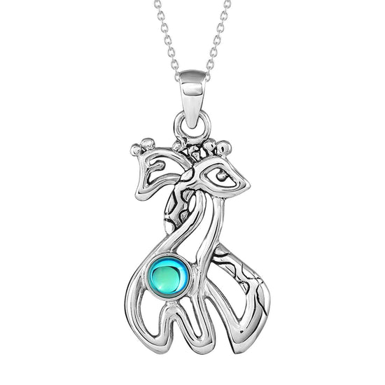 Giraffe-Pendant-Sterling Silver-Crystal Jewelry-Handmade-Necklace-Charm-Polished-Green-LeightWorks-David Leight-San Diego