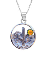 Handmade-Sterling Silver-Crystal Jewelry-Cactus Pendant-Cactus-Desert-Plant-Succulent-Pendant-Necklace-Polished Crystal-Fire-LeightWorks-San Diego-David Leight