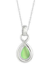 Infinity Pendant-Necklace-Charm-Handmade-Sterling Silver-Crystal Jewelry-Frosted-Green-LeightWorks-San Diego-David Leight-California