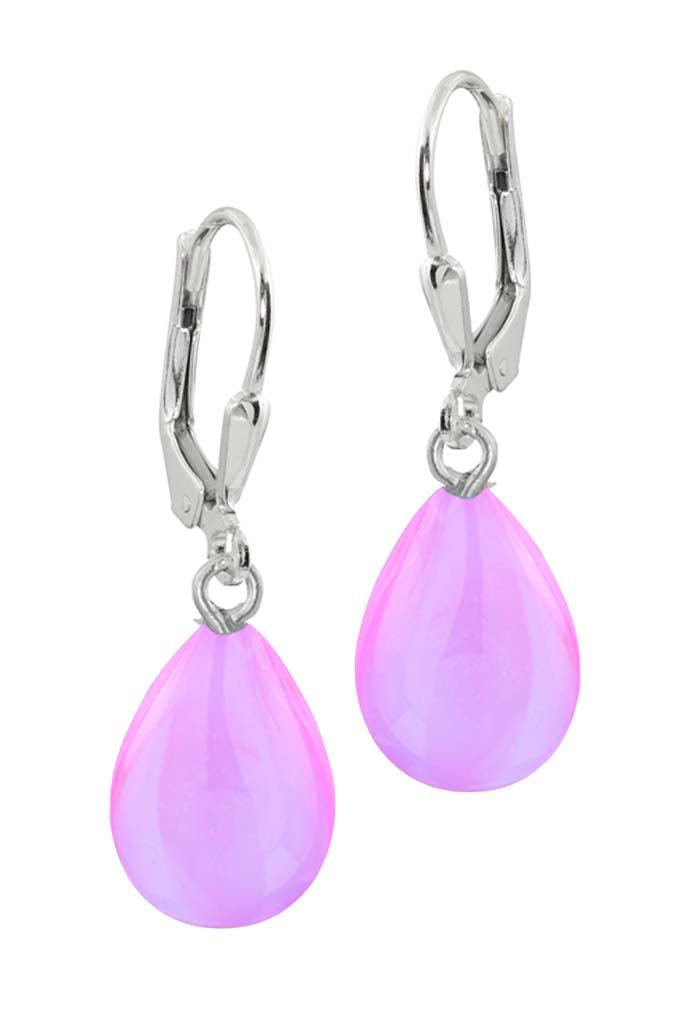 Dangle Earrings-Handmade-Sterling Silver-Drop Earrings-Polished-pink-Leightworks-Crystal Jewelry-David Leight