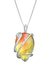 Single Wrap Pendant features a delicate sterling silver strand that beautifully wraps around a brilliant polished fire crystal. The pendant includes an 18" sterling silver .7mm box chain.