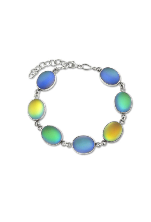 7 Oval Stones Bracelet-Frosted-Multicolored-Sterling Silver-Leightworks-Crystal Jewelry-Handmade-David Leight