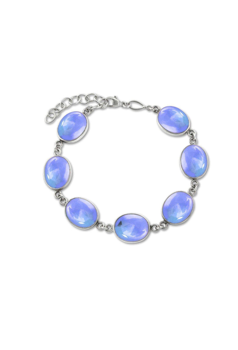 7 Oval Stones Bracelet-Sterling Silver-Leightworks-Polished Crystal-Blue-Sterling Silver-Handmade-San Diego-David Leight