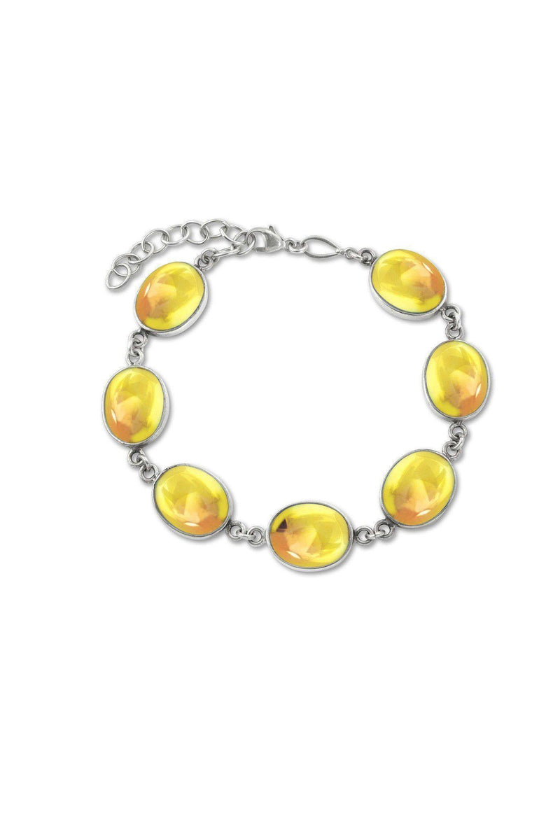 7 Oval Stones Bracelet-Sterling Silver-Leightworks-Polished Crystal-Fire-Handmade-San Diego-David Leight