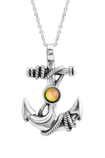 Sterling Silver-Frosted-Fire-Anchor Pendant-Necklace Charm-Fire-Frosted-Leightworks-Crystal Jewelry