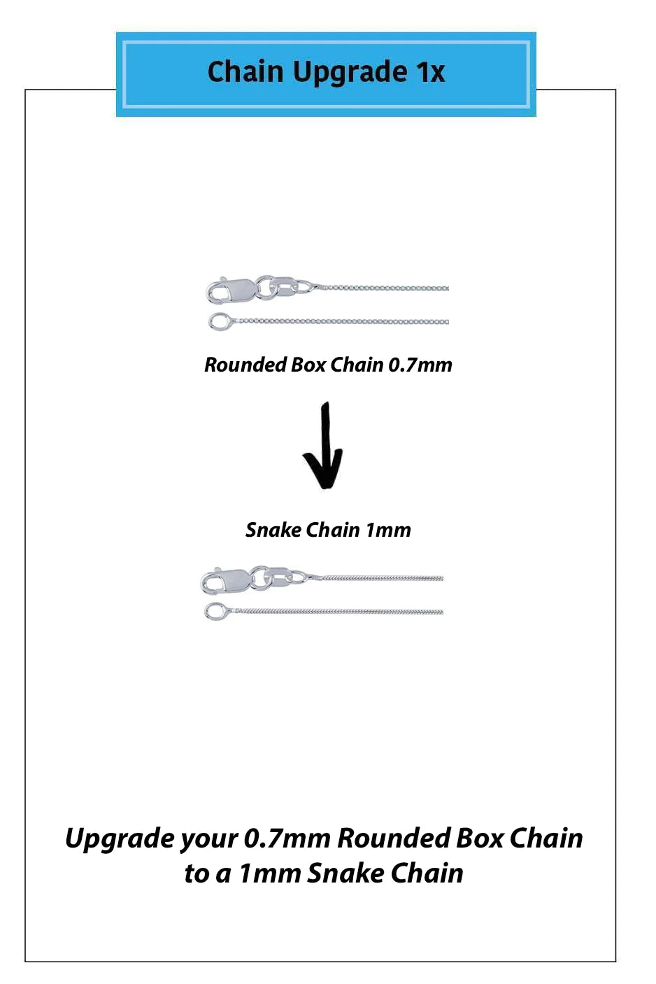 Sterling Silver-Chain Upgrade-Rounded Box Chain-Box Chain-Snake Chain-0.7mm-1mm-LeightWorks-Crystal Jewelry-San Diego-David Leight