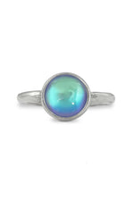 Handmade Sterling Silver-Classic Ring-Simple Ring-Size 6-Aqua-Polished Crystal-Leightworks-Crystal Jewelry-San Diego-David Leight