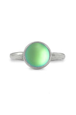 Adjustable-Handmade-Sterling Silver-Classic Ring-Green-Frosted-Leightworks-Crystal Jewelry-David Leight