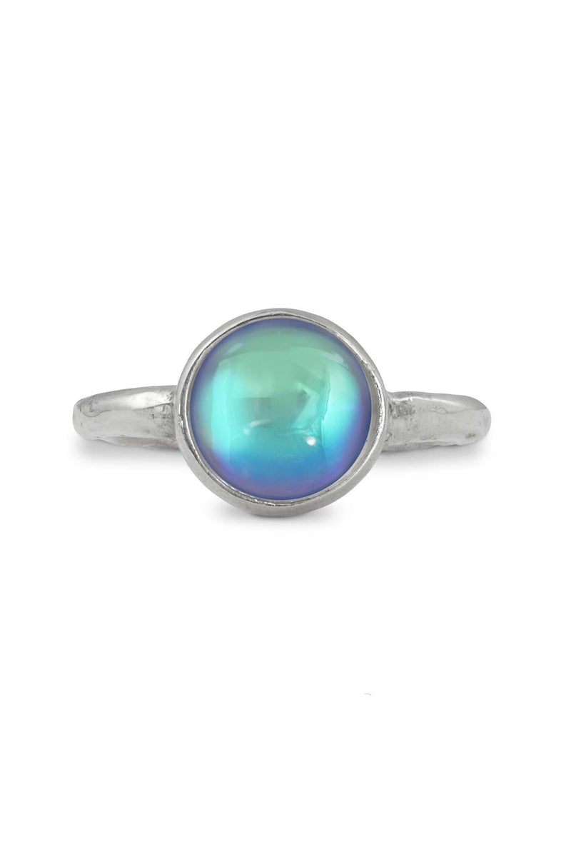Handmade Sterling Silver-Classic Ring-Simple Ring-Size 8-Aqua-Polished Crystal-Leightworks-Crystal Jewelry-San Diego-David Leight
