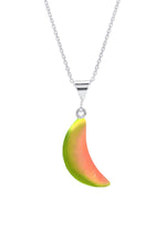 Sterling Silver-Crescent Pendant-Necklace Charm-fire-frosted-Leightworks-Crystal Jewelry-David Leight