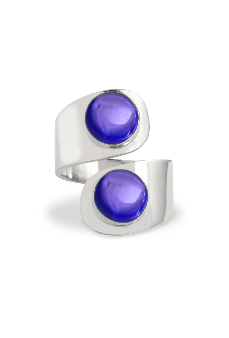 Handmade-Sterling Silver-Double Circle Ring-violet-Polished-Leightworks-Crystal Jewelry-David Leight
