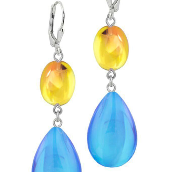 Sterling Silver-Double Drop Earrings-Blue/Fire-Polished-Leightworks-San Diego-David Leight