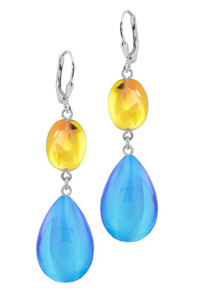 Sterling Silver-Double Drop Earrings-Blue/Fire-Polished-Leightworks-San Diego-David Leight