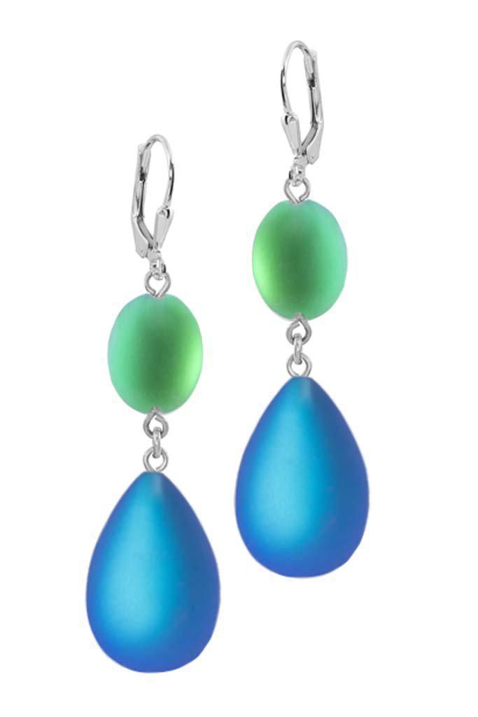 Handmade-Sterling Silver-Crystal Jewelry-Frosted Crystals-Green-Blue-LeightWorks-San Diego-David Leight