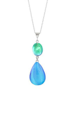 Handmade-Sterling Silver-Double Drop Pendant-Necklace Charm-Green/Blue-Polished-Leightworks-Crystal Jewelry-David Leight